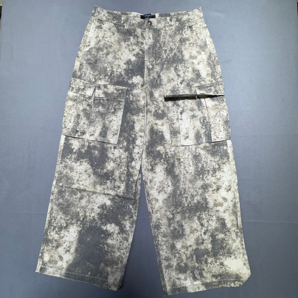 Forever 21 Men Taupe Multi Acid Wash Straight Leg Cargo Pants Size 34 NEW